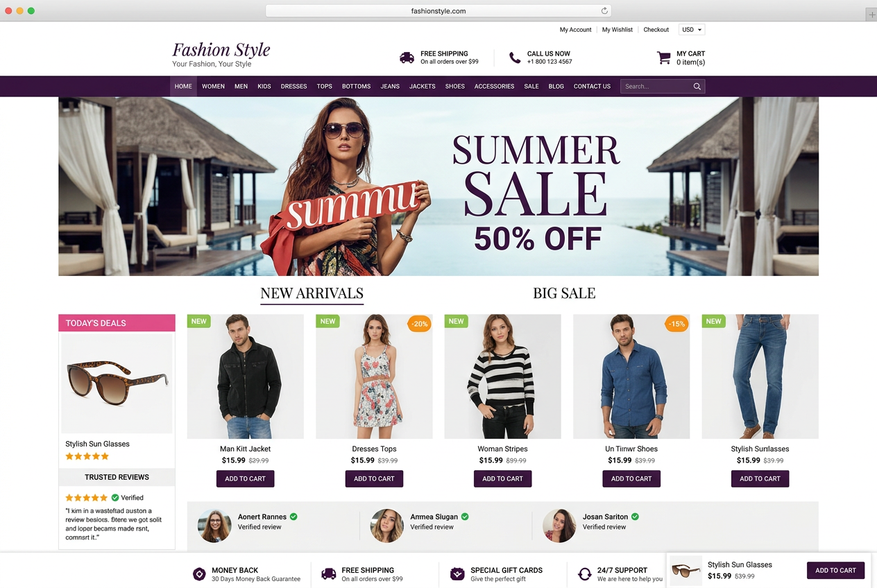 Women's Fashion Shopify store after Brand Savvy optimization