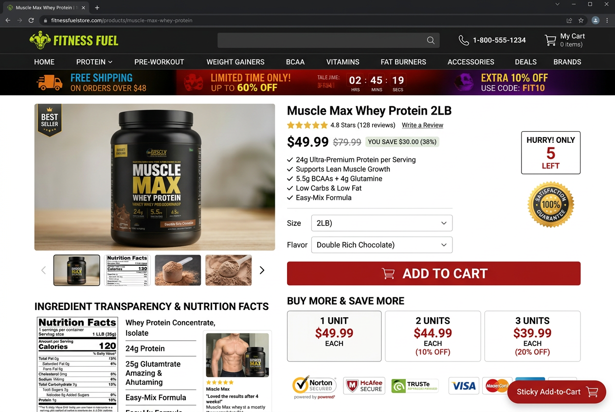 Fitness & Wellness Shopify store after Brand Savvy optimization