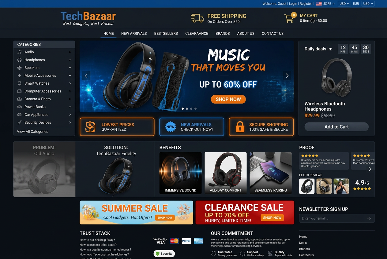 Tech Accessories Shopify store after Brand Savvy optimization