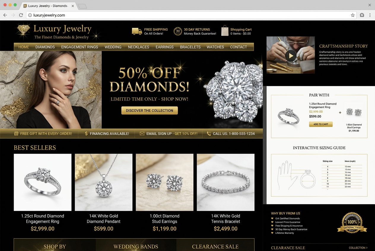 Fine Jewelry Shopify store after Brand Savvy optimization